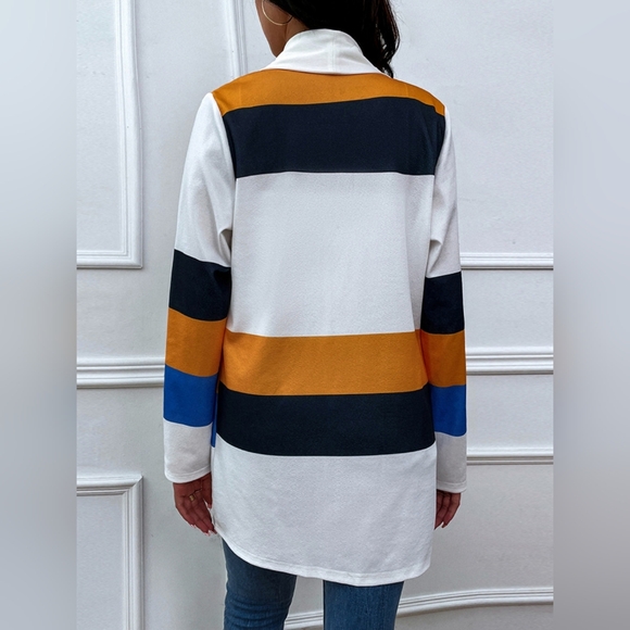 Color Wave Open Front Cardigan - Mustard - Picture 3 of 4